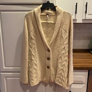 Free People Cream Knit Cardigan
